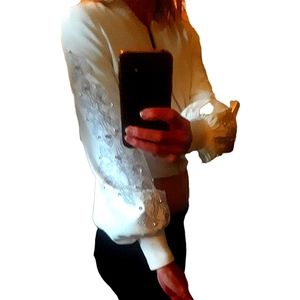 Jonathan Simkhai white jewelled bomber jacket